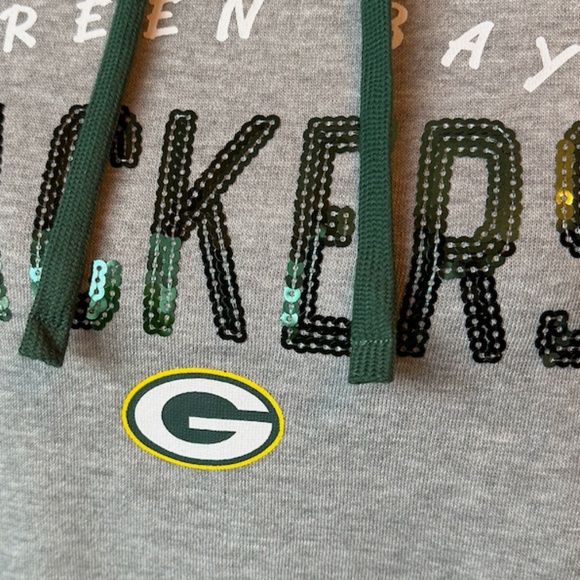 NFL, GREEN BAY PACKERS WOMEN'S GREY HOODED SWEATSHIRT, NWT, Medium - Picture 9 of 13